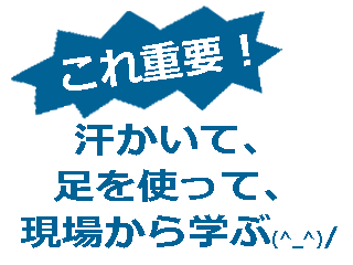 汗かいて足を使って、現場から学ぶ